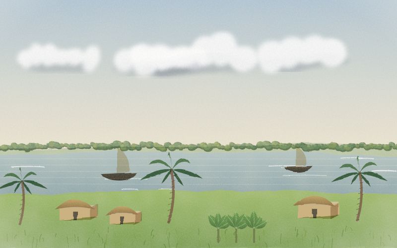 Painted postcard of the landscape where Bengali comes from