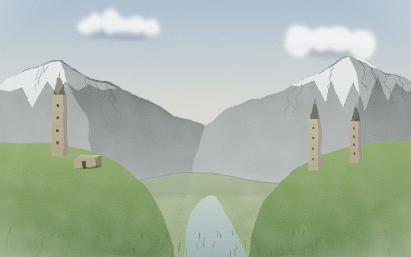 Painted postcard of the landscape where Chechen comes from