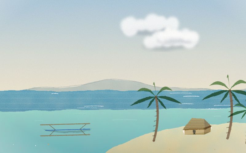 Painted postcard of the landscape where Cebuano comes from