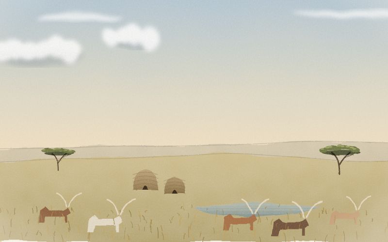 Painted postcard of the landscape where Fula comes from