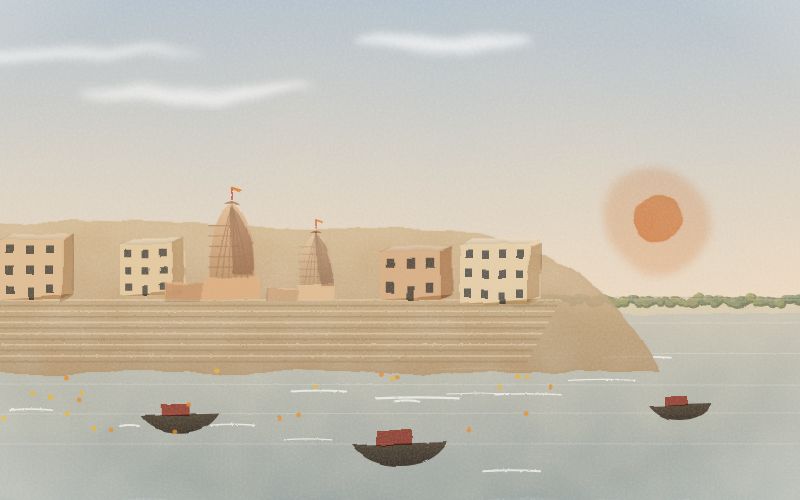 Painted postcard of the landscape where Hindi comes from