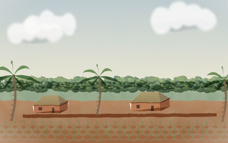 Painted postcard of the landscape where Igbo comes from