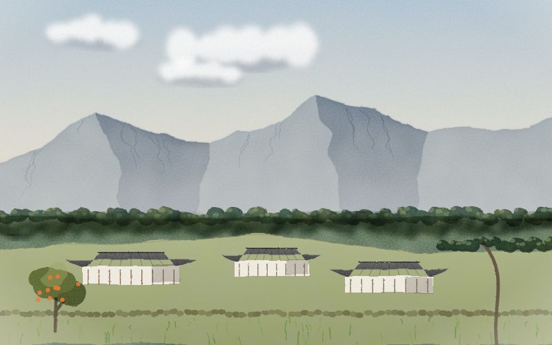 Painted postcard of the landscape where Korean comes from