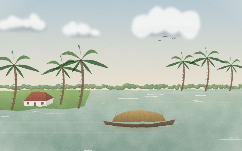 Painted postcard of the landscape where Malayalam comes from