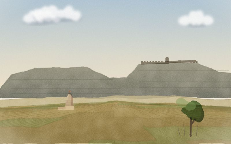 Painted postcard of the landscape where Marathi comes from