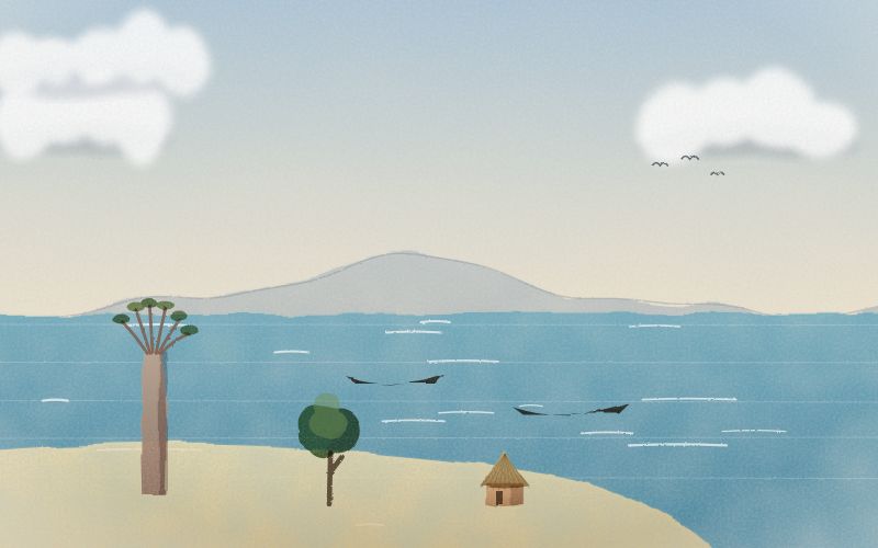 Painted postcard of the landscape where Chichewa comes from