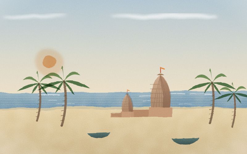 Painted postcard of the landscape where Odia comes from