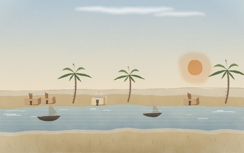 Painted postcard of the landscape where Sindhi comes from