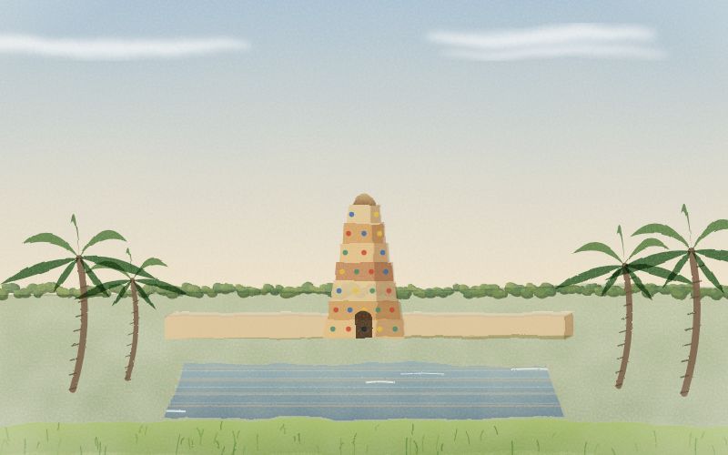 Painted postcard of the landscape where Tamil comes from