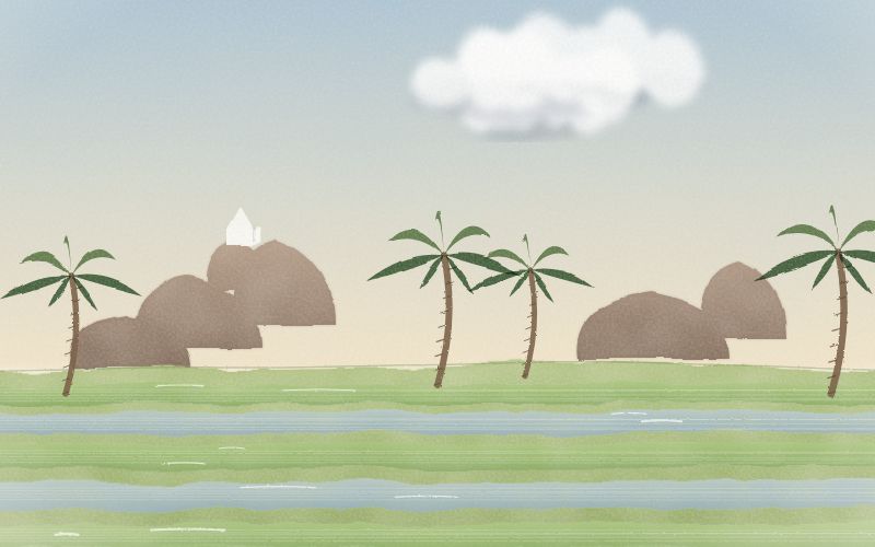 Painted postcard of the landscape where Telugu comes from