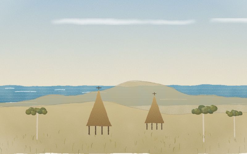 Painted postcard of the landscape where Tetum comes from