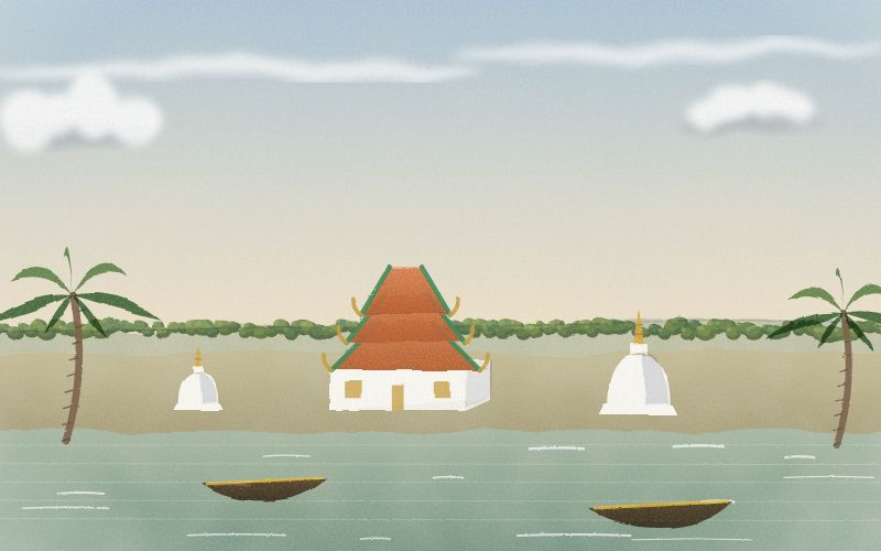 Painted postcard of the landscape where Thai comes from