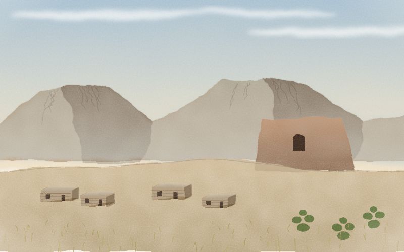 Painted postcard of the landscape where Tigrinya comes from