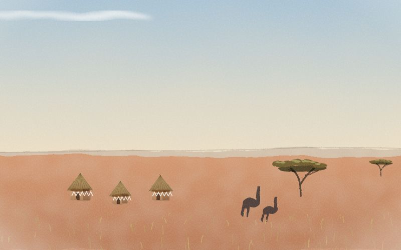 Painted postcard of the landscape where Setswana comes from