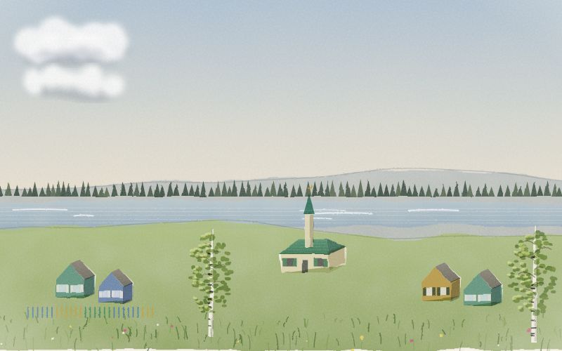 Painted postcard of the landscape where Tatar comes from