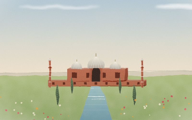 Painted postcard of the landscape where Urdu comes from