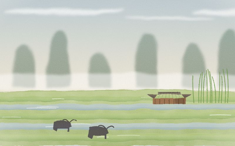 Painted postcard of the landscape where Vietnamese comes from