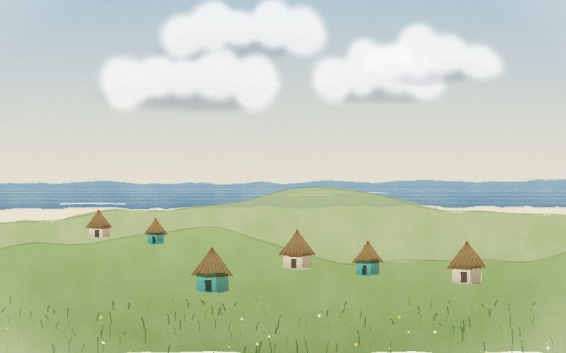 Painted postcard of the landscape where Xhosa comes from