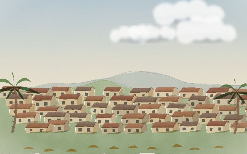 Painted postcard of the landscape where Yoruba comes from